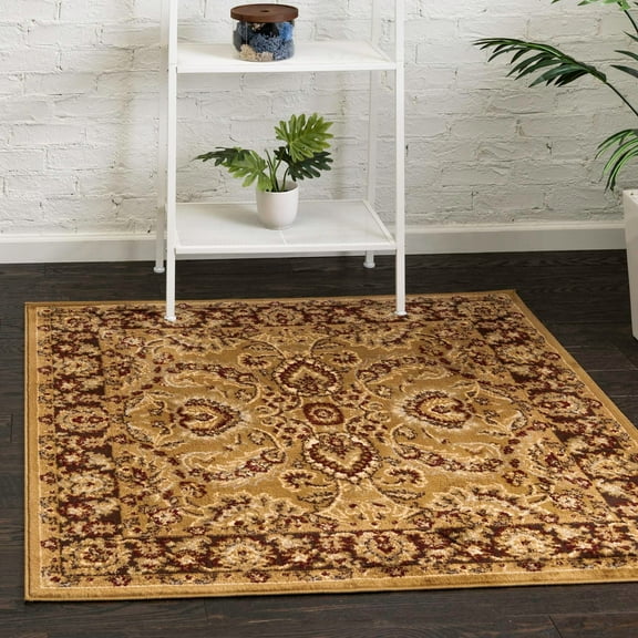 Unique Loom Voyage Collection Area Rug - Asheville (4' 1" Square Tan/Brown)