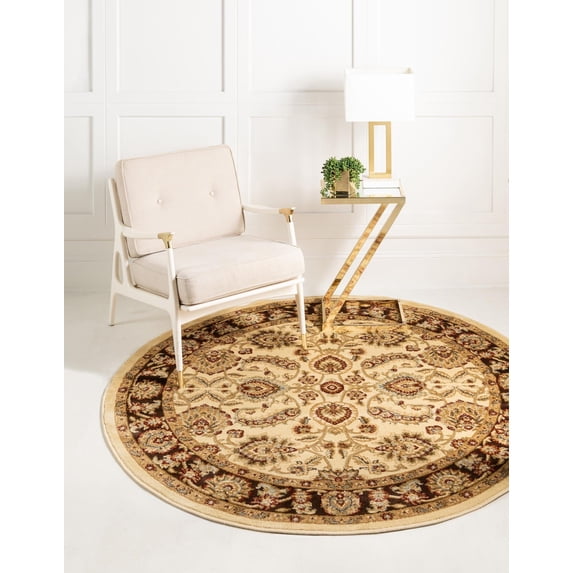 Unique Loom Voyage Collection Area Rug - Asheville (6' 1" Round Cream/Brown)