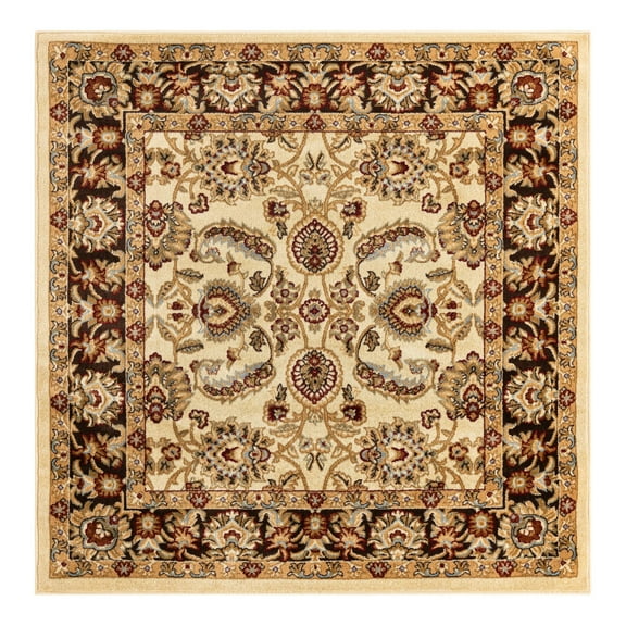 Unique Loom Voyage Collection Area Rug - Asheville (6' 1" Square Cream/Brown)