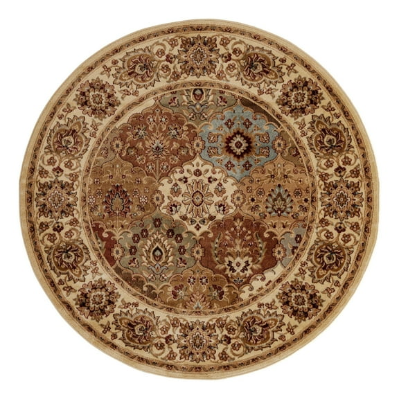 Unique Loom Voyage Collection Area Rug - Athens (6' 1" Round Cream/Light Blue)