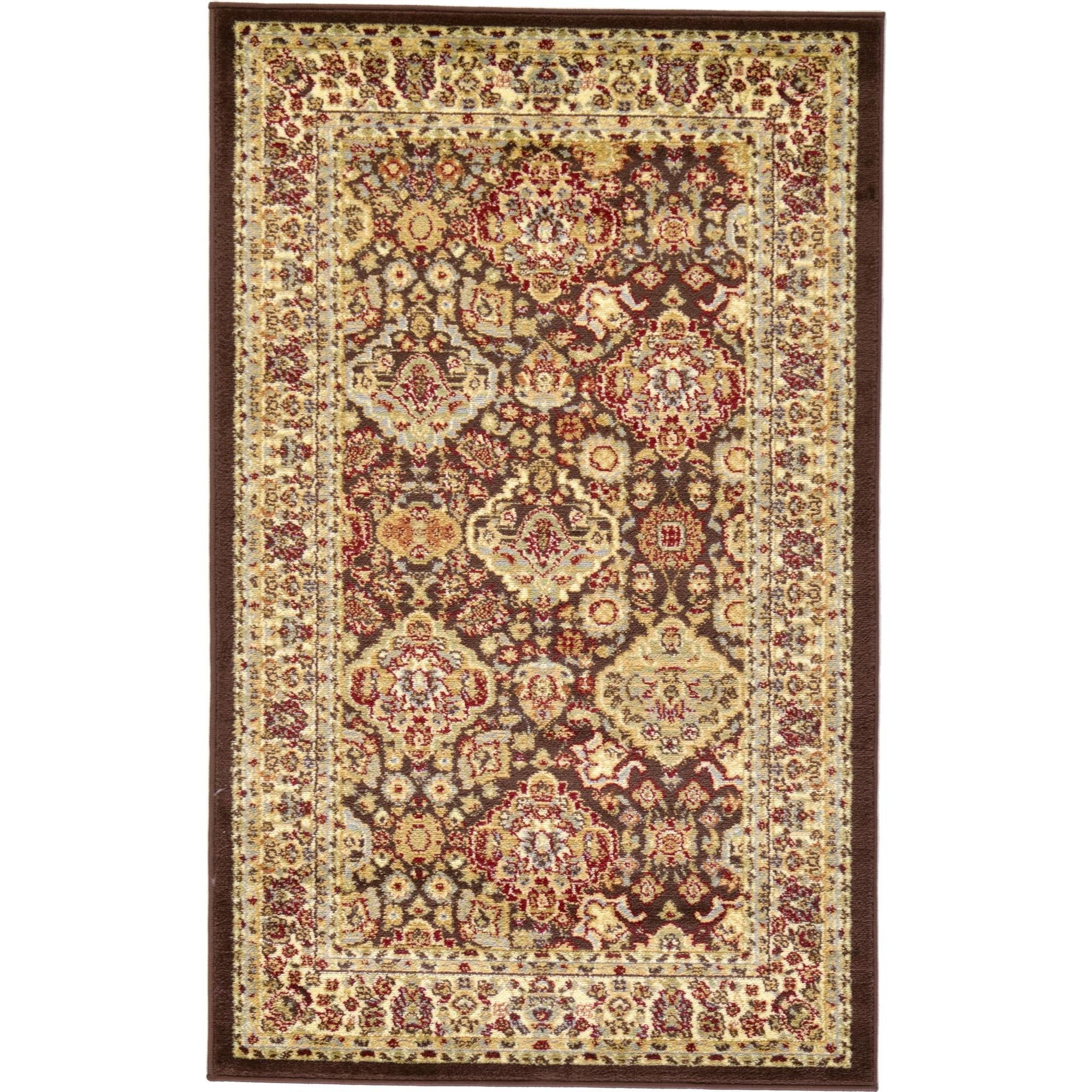 Brown Rectangular Synthetic Stain-Resistant Area Rug