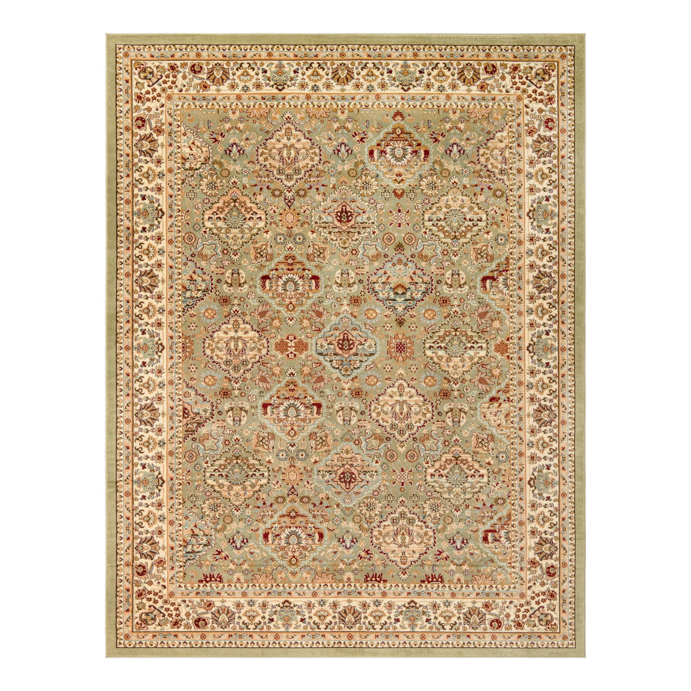 Voyage Light Green and Cream Rectangular Synthetic Area Rug 9' x 12'