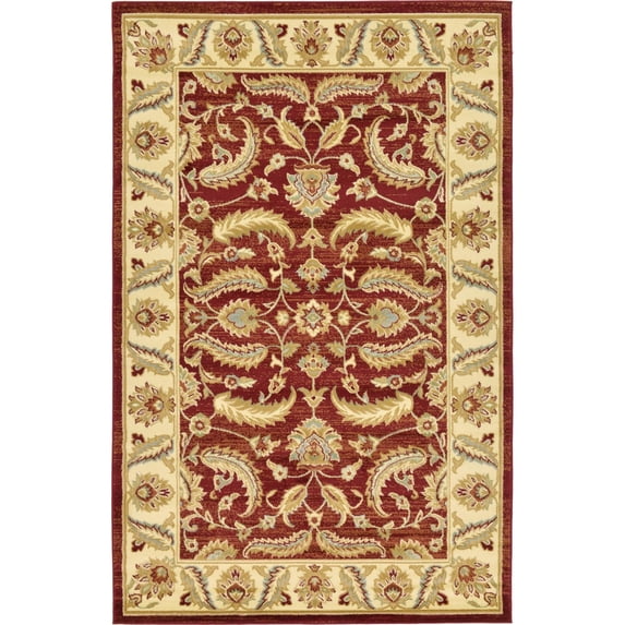 Unique Loom Voyage Collection Area Rug - Hickory (5' 1" x 8' Rectangle Red/Cream)
