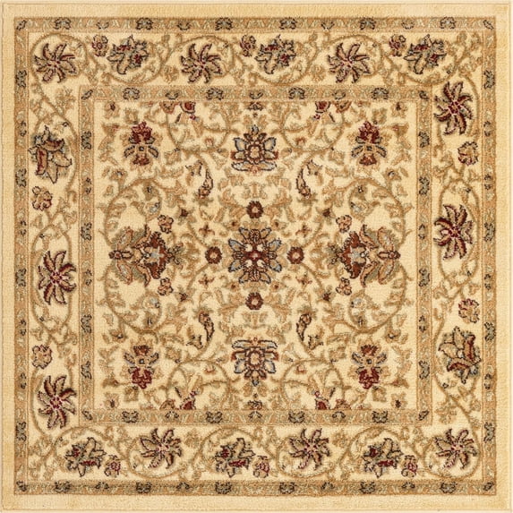 Unique Loom Voyage Collection Area Rug - Lawrence (4' 1" Square Cream/Teal)