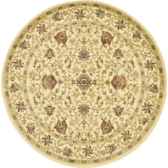 Unique Loom Voyage Collection Area Rug - Lawrence (6' 1" Round Cream/Teal)