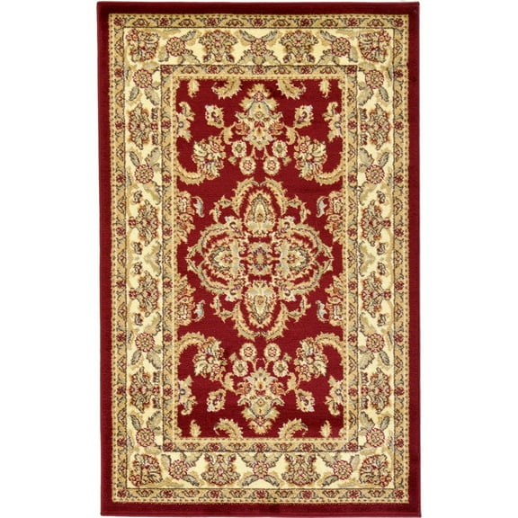Unique Loom Voyage Collection Area Rug - Reddington (3' 3" x 5' 3" Rectangle Red/Cream)