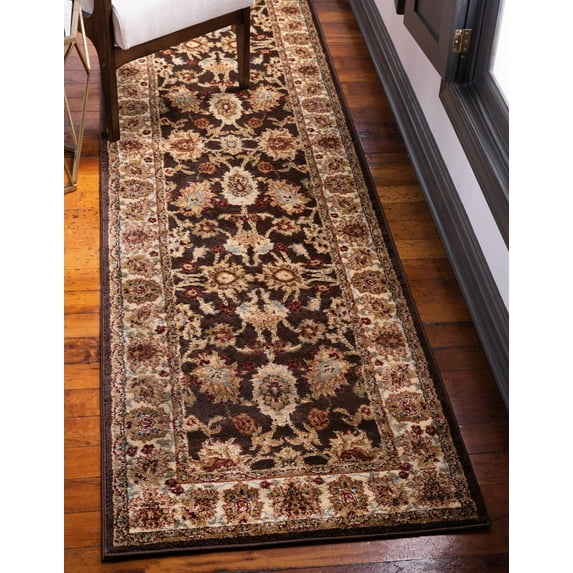 Unique Loom Voyage Collection Area Rug - Springfield (2' 7" x 10' Runner Brown/Cream)