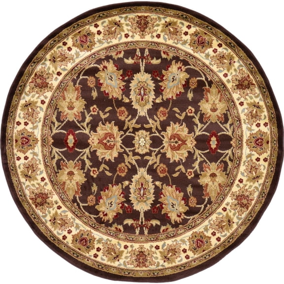 Unique Loom Voyage Collection Area Rug - Springfield (6' 1" Round Brown/Cream)