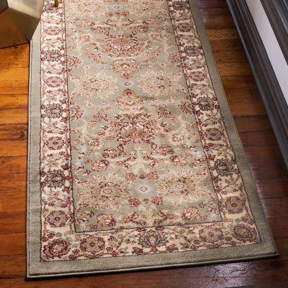 Unique Loom Voyage Collection Area Rug - St. Florence (2' 7" x 10' Runner Light Green/Cream)