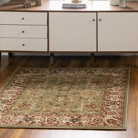 Unique Loom Voyage Collection Area Rug - St. Florence (4' 1" Square Light Green/Cream)