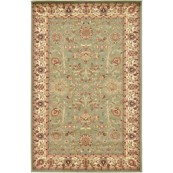 Unique Loom Voyage Collection Area Rug - St. Florence (5' 3" x 8' Rectangle Light Green/Cream)