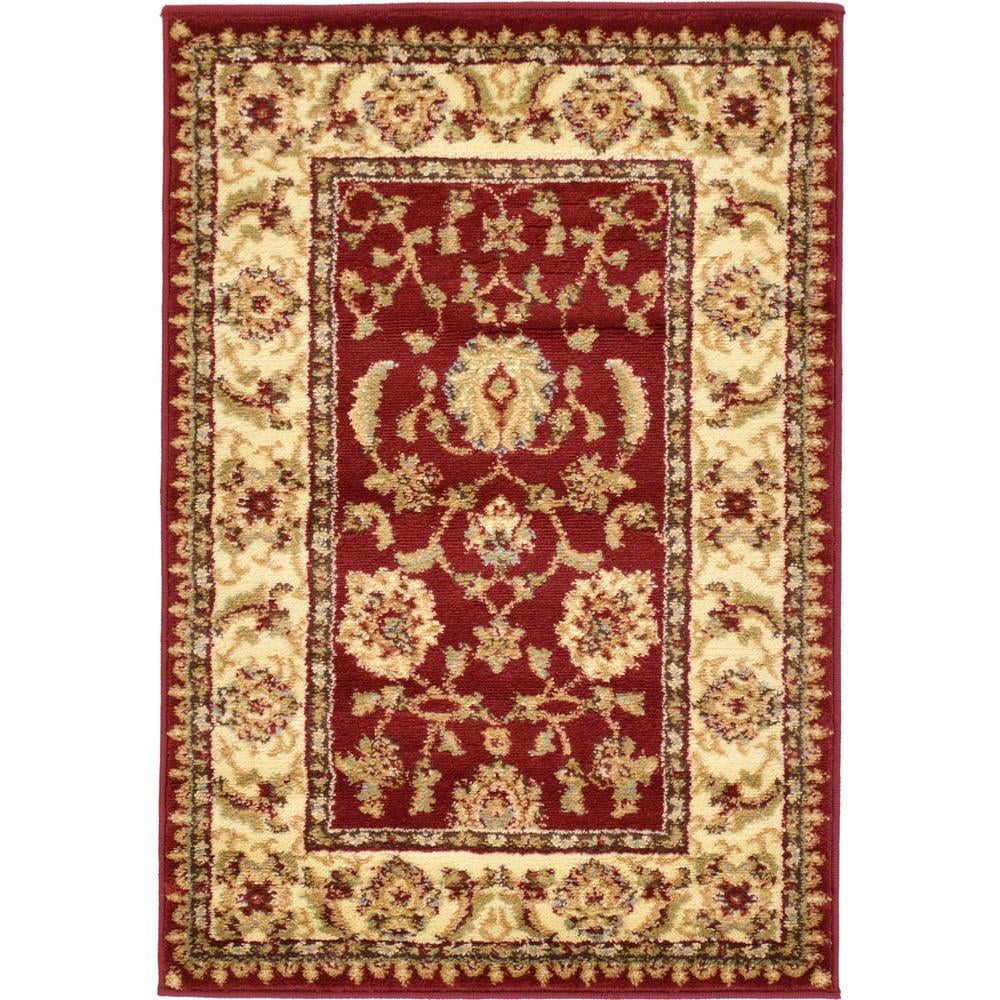 Elegant Voyage Floral Red Synthetic Area Rug, 2' 2" x 3' 1"