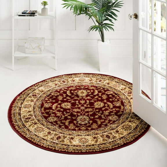 Unique Loom Voyage Collection Area Rug - St. Louis (3' 1" Round Red/Gold)