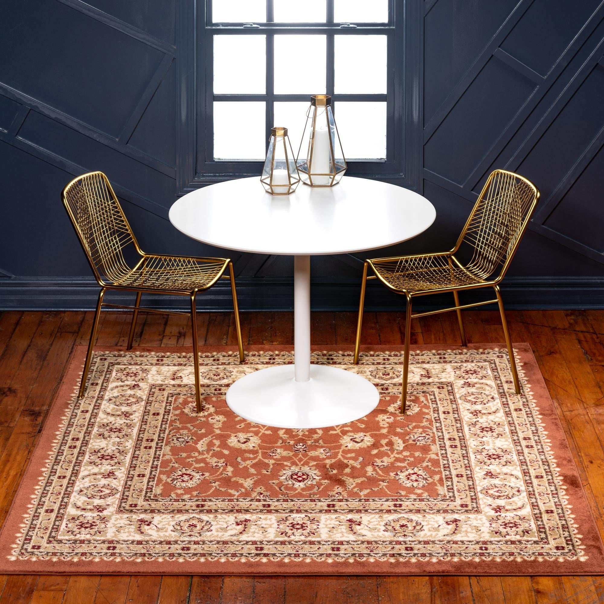 Aditi Brick Red Square Synthetic Easy-Care Rug - 4' x 4'