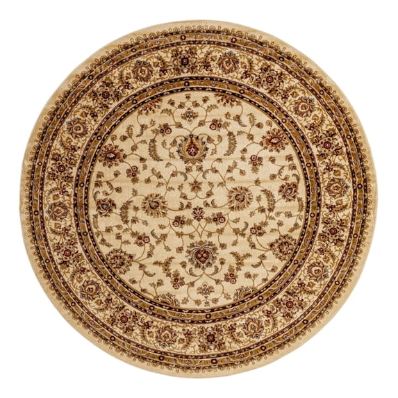 Unique Loom Voyage Collection Area Rug - St. Louis (7' 10" Round Cream/Brown)