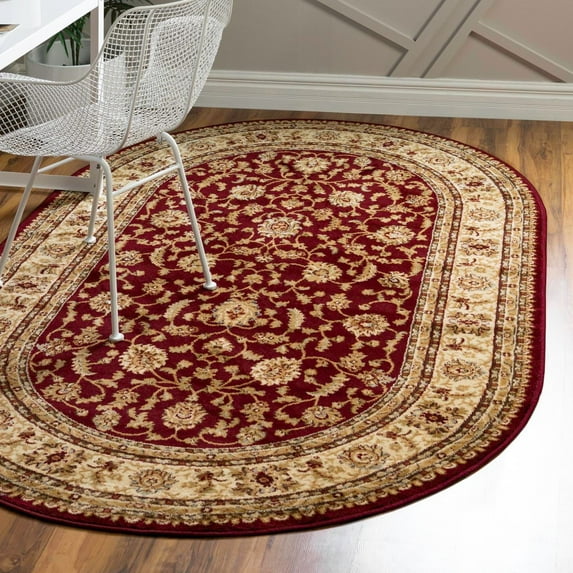 Unique Loom Voyage Collection Area Rug - St. Louis (7' 10" x 10' Oval Red/Gold)