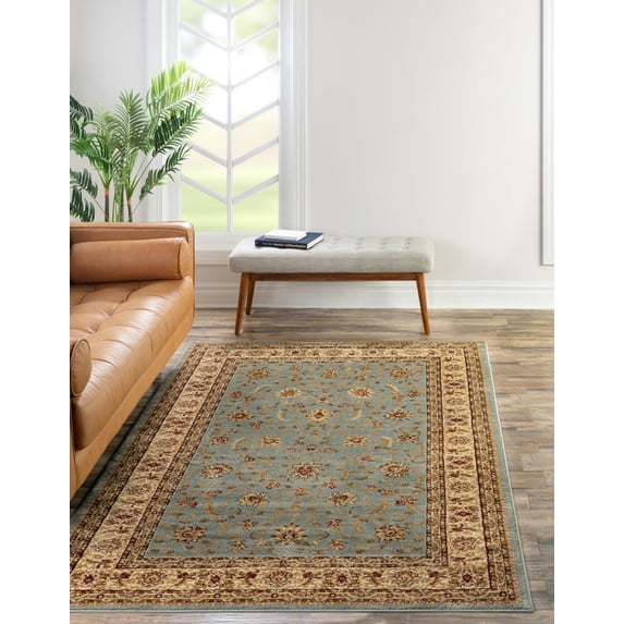 Unique Loom Voyage Collection Area Rug - St. Louis (9' x 12' Rectangle Light Blue/Cream)