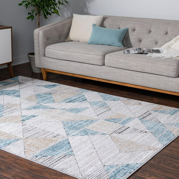 Unique Loom Leipzig Collection Area Rug - Wagner (8' x 10' Rectangle Blue/Beige)