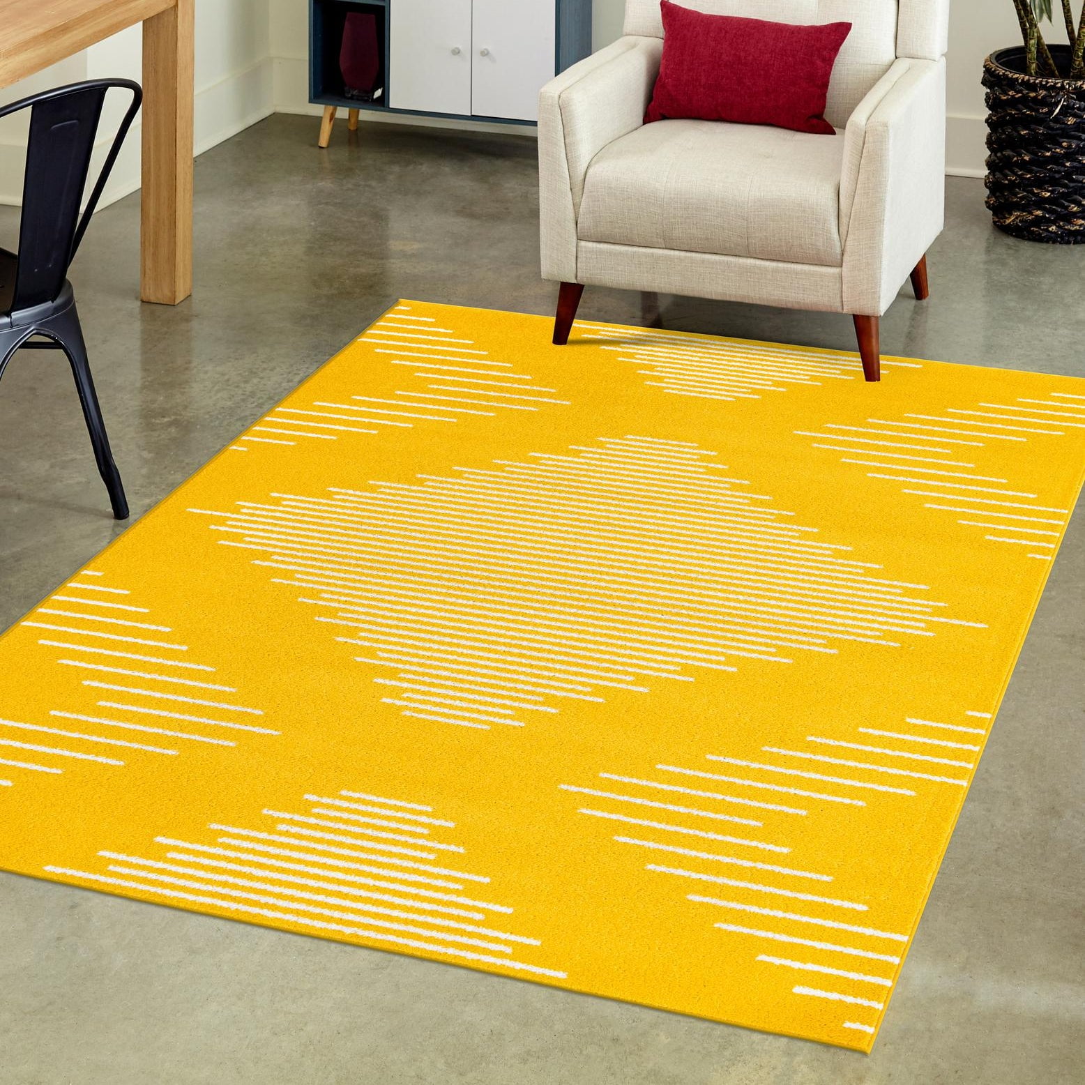 Kai Yellow Rectangular 4' x 6' Synthetic Area Rug