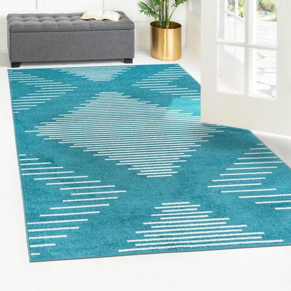 Unique Loom Kai Collection Area Rug - Warrior (6' x 9' Rectangle Turquoise/Ivory)