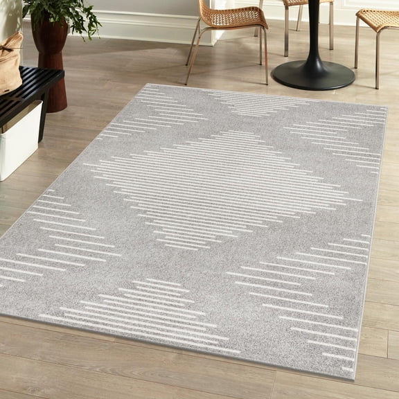 Unique Loom Kai Collection Area Rug - Warrior (9' 10" x 13' Rectangle Gray and Ivory)