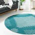 thumbnail image 1 of Unique Loom Kai Collection Area Rug - Warrior (4' Round Turquoise/Ivory), 1 of 7