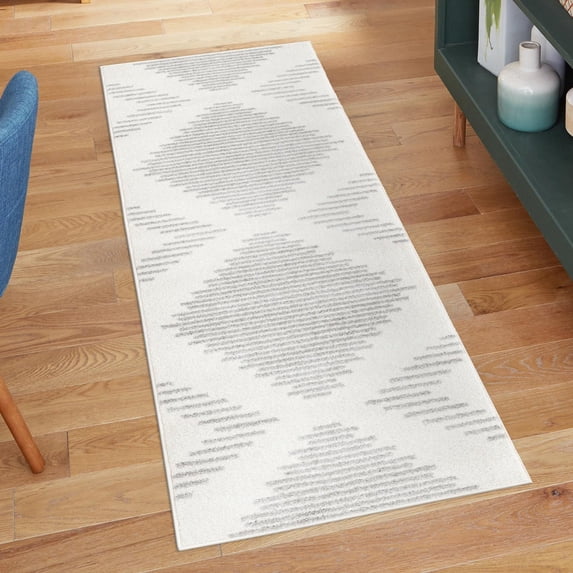 Unique Loom Kai Collection Area Rug - Warrior (3' 3" x 14' Runner Ivory and Gray)