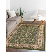 Unique Loom Washington Sialk Hill Rug Green/Hunter Green 9' x 12' Rectangle Floral Traditional Perfect For Living Room Bed Room Dining Room Office