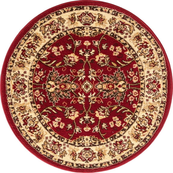 Unique Loom Washington Sialk Hill Rug Red/Black 3' 3" Round Floral Traditional Perfect For Dining Room Entryway Bed Room
