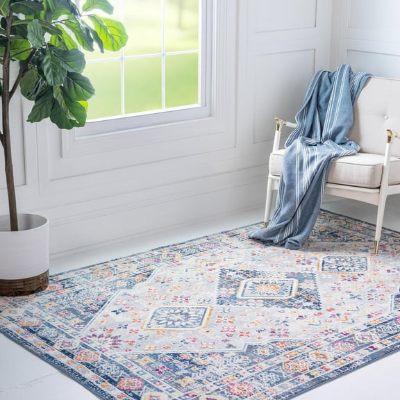 Unique Loom Budapest Collection Area Rug - Wekerle (4' 1" x 5' 11" Rectangle Light Gray/Blue)