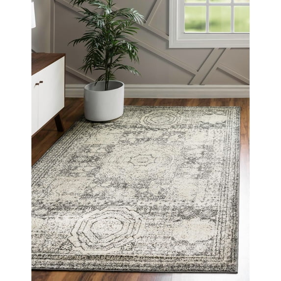 Unique Loom Bromley Collection Area Rug - Wells (3' 3" x 5' 3" Rectangle Ivory/Gray)