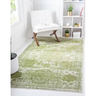 Unique Loom Bromley Collection Area Rug - Wells (2' x 3' 1" Rectangle Green/Ivory)