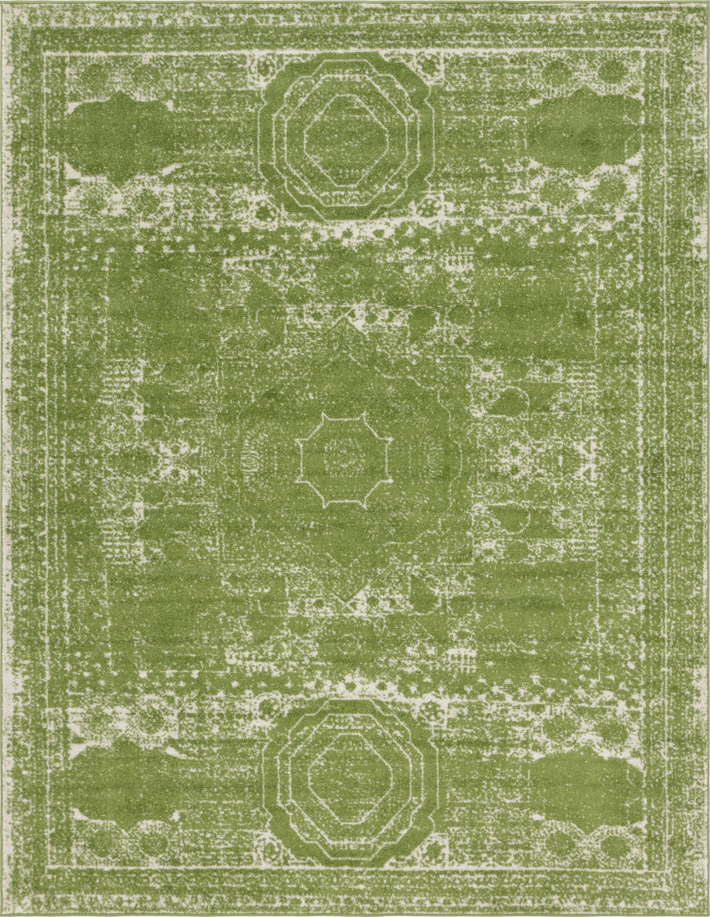 Unique Loom Wells Bromley Rug Green/Ivory 7' 10" x 10' Rectangle Border