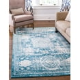 thumbnail image 1 of Unique Loom Wells Bromley Rug Turquoise/Ivory 2' x 3' 1" Rectangle Border Shabby-Chic Perfect For Living Room Bed Room Dining Room Office, 1 of 8