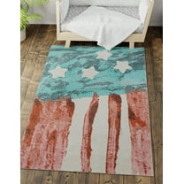 Unique Loom Whimsy Kids Collection Area Rug - Americana (5' 3" x 8' Rectangle Red and Blue/Ivory)