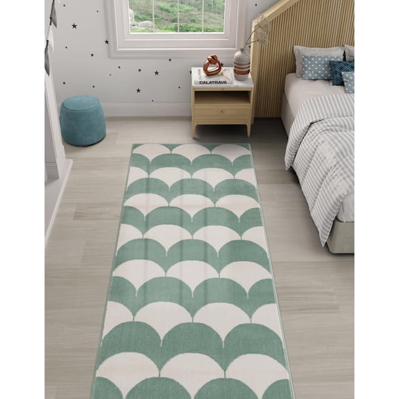 Unique Loom Whimsy Kids Collection Area Rug - Arches (2' x 5' 1" Runner Soft Green/Ivory)