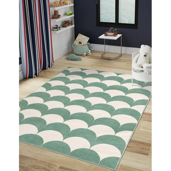 Unique Loom Whimsy Kids Collection Area Rug - Arches (5' 3" x 8' Rectangle Soft Green/Ivory)
