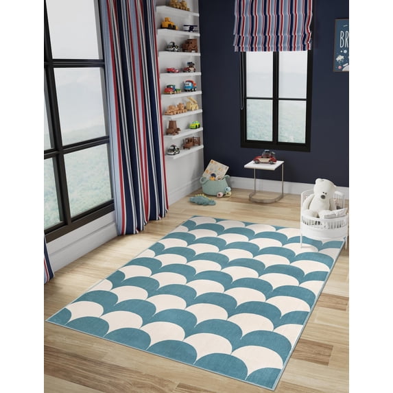 Unique Loom Whimsy Kids Collection Area Rug - Arches (6' 1" x 9' Rectangle Sky blue/Ivory)
