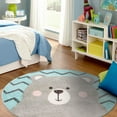 thumbnail image 1 of Unique Loom Whimsy Kids Collection Area Rug - Bear (5' 3" Round Blue/Ivory) Perfect For Kids Bed Room/Nursery Room/Living Room/Class Room/Play Room, 1 of 5
