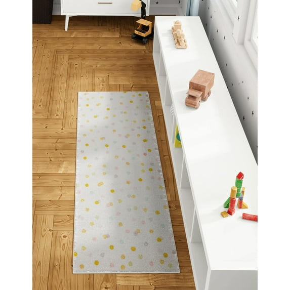 Unique Loom Whimsy Kids Collection Area Rug - Bubbles (2' 2" x 6' 1" Runner Ivory/Light Blue)