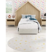 Unique Loom Whimsy Kids Collection Area Rug - Bubbles 3 3 Round Ivory/Light Blue