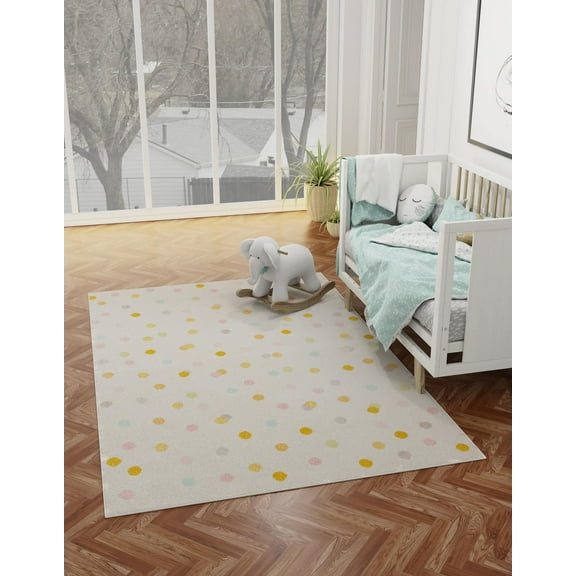 Unique Loom Whimsy Kids Collection Area Rug - Bubbles (7' 10" x 10' Rectangle Ivory/Light Blue)