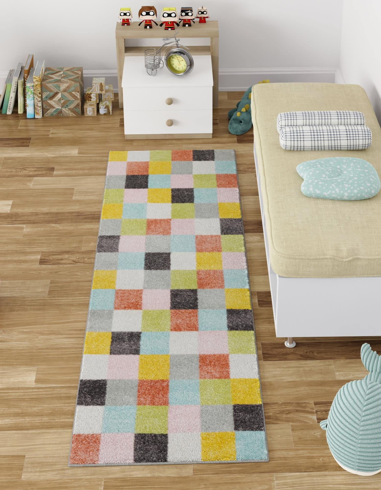 Unique Loom Whimsy Kids Collection Area Rug - Checks (2' 2