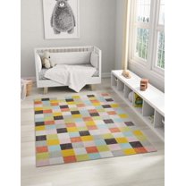 Unique Loom Whimsy Kids Collection Area Rug - Checks (5' 3" x 8' Rectangle Multi/Blue)