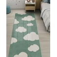 thumbnail image 1 of Unique Loom Whimsy Kids Collection Area Rug - Clouds (2' x 5' 1" Runner Soft Green/Ivory), 1 of 9