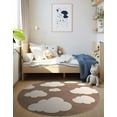 thumbnail image 1 of Unique Loom Whimsy Kids Collection Area Rug - Clouds (4' 1" Round Hazelnut Beige/Ivory), 1 of 9