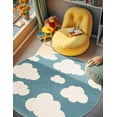 thumbnail image 1 of Unique Loom Whimsy Kids Collection Area Rug - Clouds (5' 3" Round Sky blue/Ivory), 1 of 9