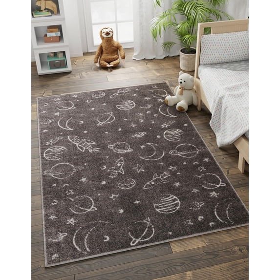 Unique Loom Whimsy Kids Collection Area Rug - Dreams (2' 2" x 2' 11" Rectangle Gray/Ivory)