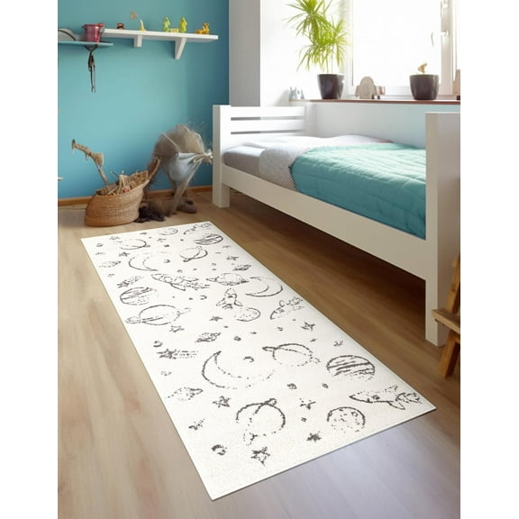 Unique Loom Whimsy Kids Collection Area Rug - Dreams (2' 2" x 3' 11" Runner Ivory/Gray)