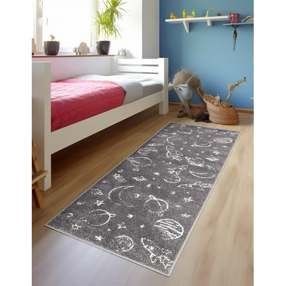 Unique Loom Whimsy Kids Collection Area Rug - Dreams (2' 2" x 6' 1" Runner Gray/Ivory)